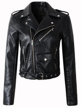 Load image into Gallery viewer, New Winter Autumn Motorcycle  women leather coat  slim PU jacket Leather
