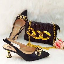 Load image into Gallery viewer, Fashion Rhinestone Woman Shoes And Matching Bag Set African Style
