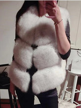 Load image into Gallery viewer, 3XL Winter Thick Warm Faux Fox Fur Vest High Quality Fashion V-Neck Short Fur Coat Female Fur Waistcoat
