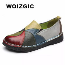 Load image into Gallery viewer, Women&#39;s Flats Genuine Leather Loafers Moccasins Mixed Colorful Non Slip On Plus Size 42
