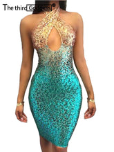 Load image into Gallery viewer, Sexy Sequin Dress Backless Sleeveless Muliti Color Cross Halter Club Party Dresses Vestidos
