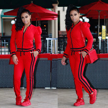 Load image into Gallery viewer, Trendy Stripe Pants Women Luxury Sweatsuit Runway Tracksuit 2 Pieces Set
