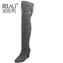 Load image into Gallery viewer, Leather Women Over The Knee Lace Up Sexy High Heels Winter Women Boots Size 34-43
