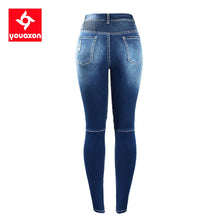 Load image into Gallery viewer, Motor Biker Style Jeans Mid High Waist Denim Skinny Jeans For Women
