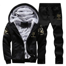 Load image into Gallery viewer, Tracksuit Men Sporting Fleece Thick Hooded Casual Track Suit Men Jacket+Pant Warm Fur Inside Winter Sweatshirt
