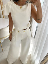 Load image into Gallery viewer, 2 Pieces Women Sleeveless Tee And Wide Leg Pant Casual Suits  Women
