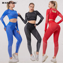 Load image into Gallery viewer, 2 Piece Set Women Workout Gym Yoga Fitness Sportswear Crop Top Sports Bra Seamless Leggings Active Wear
