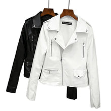 Load image into Gallery viewer, New Autumn Women Biker Leather Jacket Soft PU Punk Casual Motor Faux Leather White Jacket
