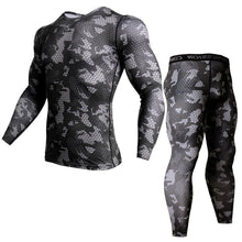 Load image into Gallery viewer, thermal underwear rash guard kit Bodybuilding T-Shirt camouflage tracksuit men
