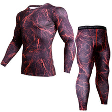 Load image into Gallery viewer, thermal underwear rash guard kit Bodybuilding T-Shirt camouflage tracksuit men
