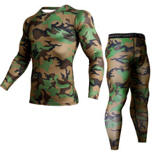 Load image into Gallery viewer, thermal underwear rash guard kit Bodybuilding T-Shirt camouflage tracksuit men
