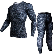 Load image into Gallery viewer, thermal underwear rash guard kit Bodybuilding T-Shirt camouflage tracksuit men
