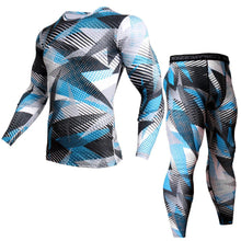 Load image into Gallery viewer, thermal underwear rash guard kit Bodybuilding T-Shirt camouflage tracksuit men
